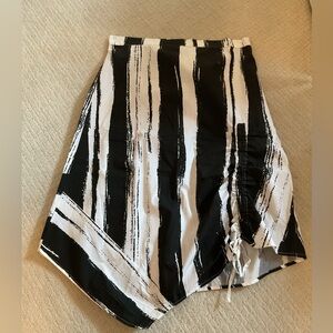 Black & White Striped Asymmetric Skirt